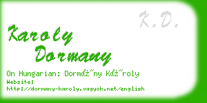 karoly dormany business card